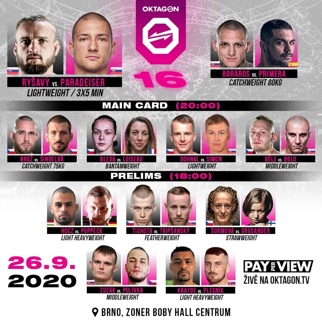 OKTAGON 16 Fight card - zápasová karta